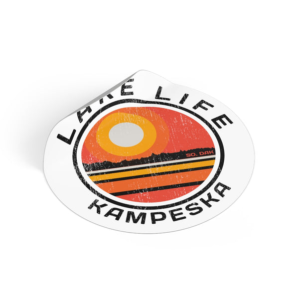 Lake Life Kampeska Round Vinyl Stickers - Dustin Sinner Fine Art